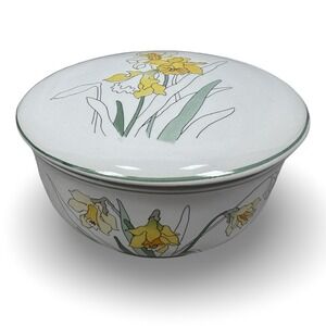 Block Bernarda Daffodil Covered Bowl Mary Lou Goertzen Portugal 1983 Watercolor